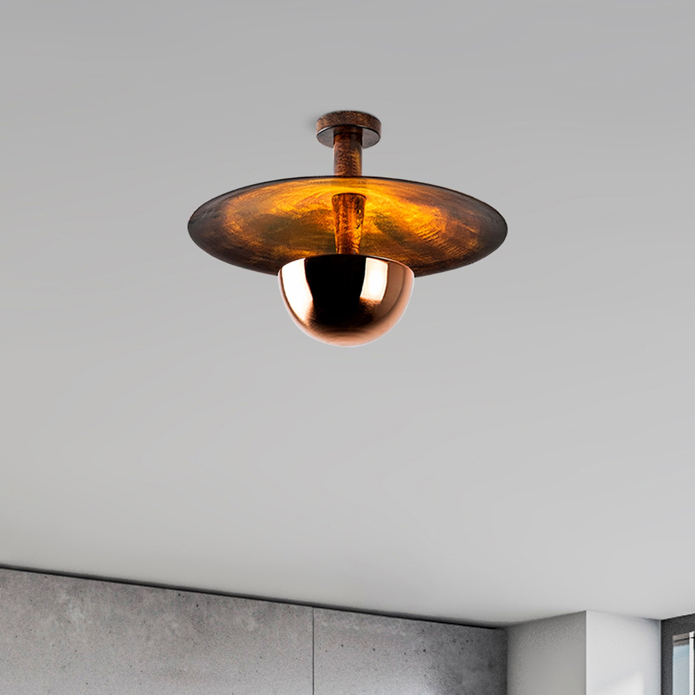 Kurt Large Metal Ceiling Light in Copper