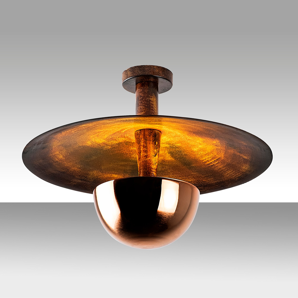 Kurt Large Metal Ceiling Light in Copper