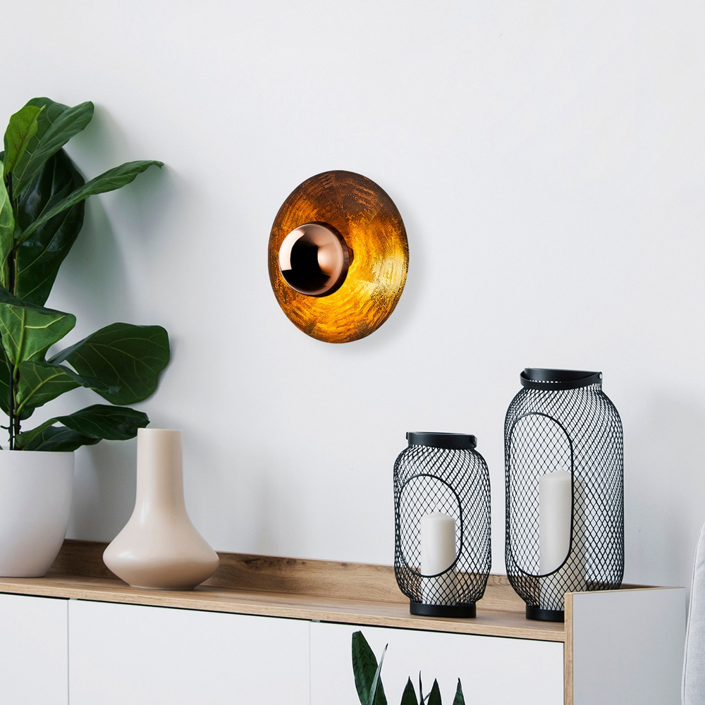 Kurt Large Metal Wall Light in Copper