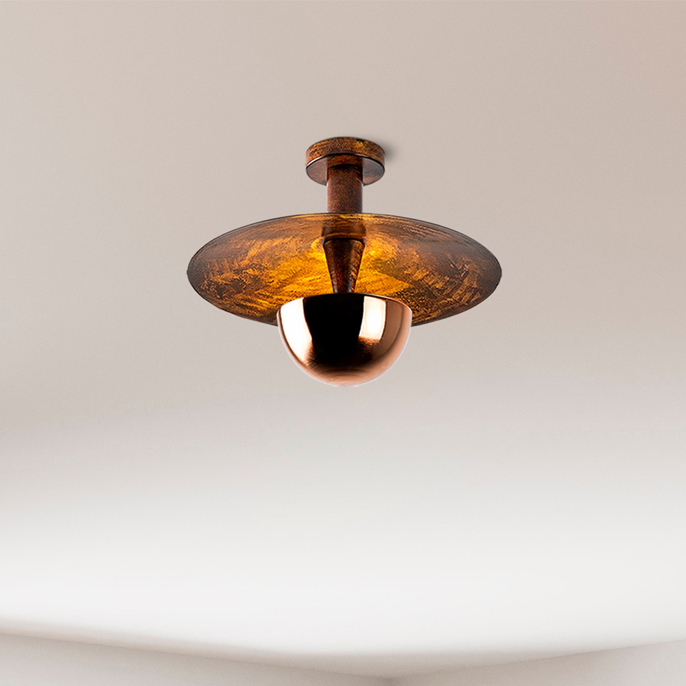 Kurt Medium Metal Ceiling Light in Copper