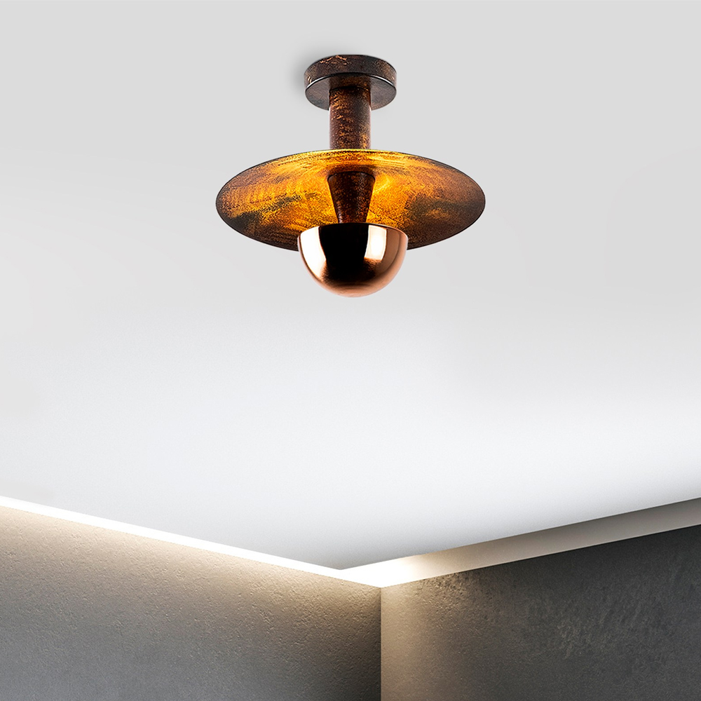 Kurt Small Metal Ceiling Light in Copper