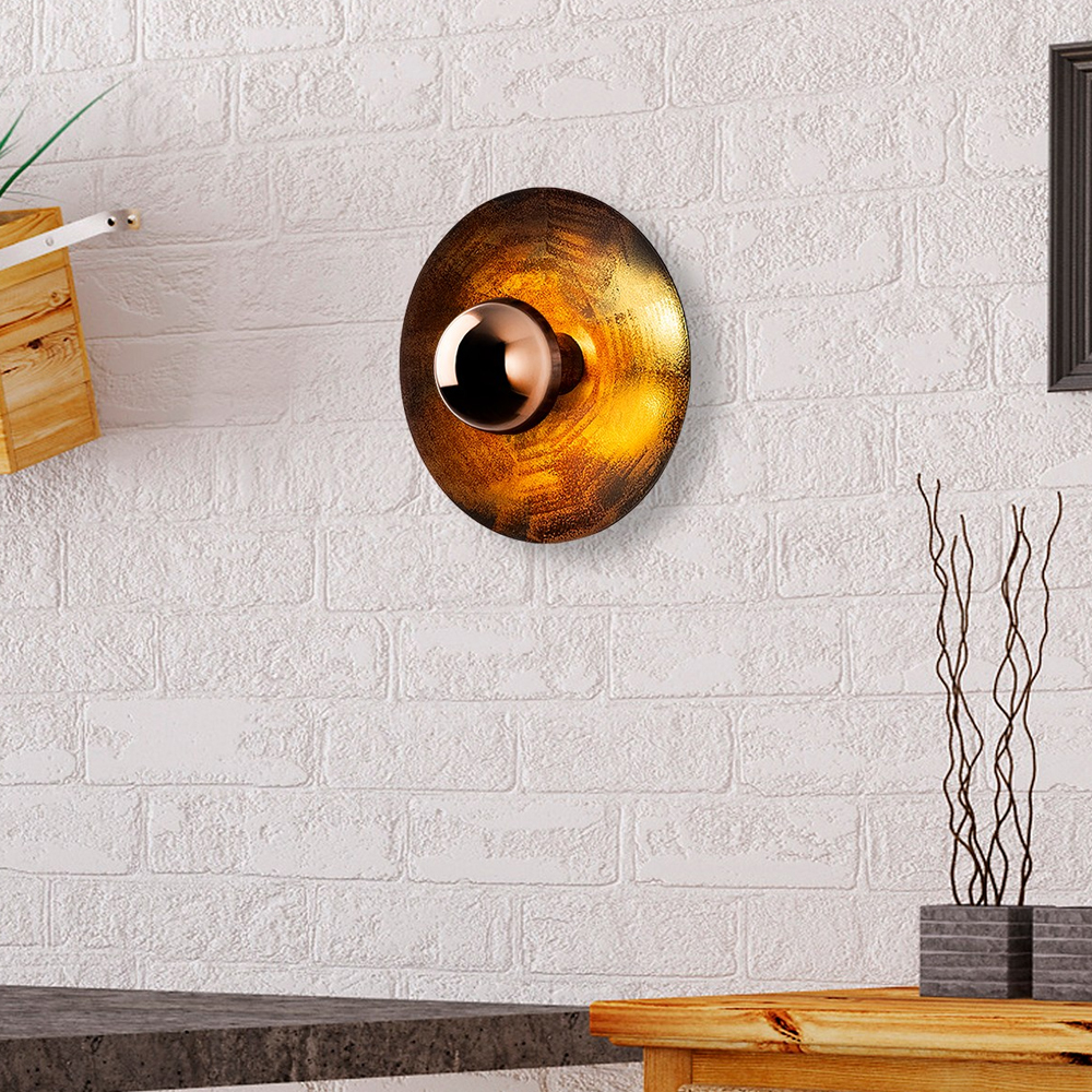 Kurt Small Metal Wall Light in Copper