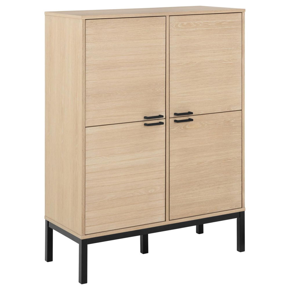 Kutztown Tall Wooden Storage Cabinet With 4 Doors In White Oak