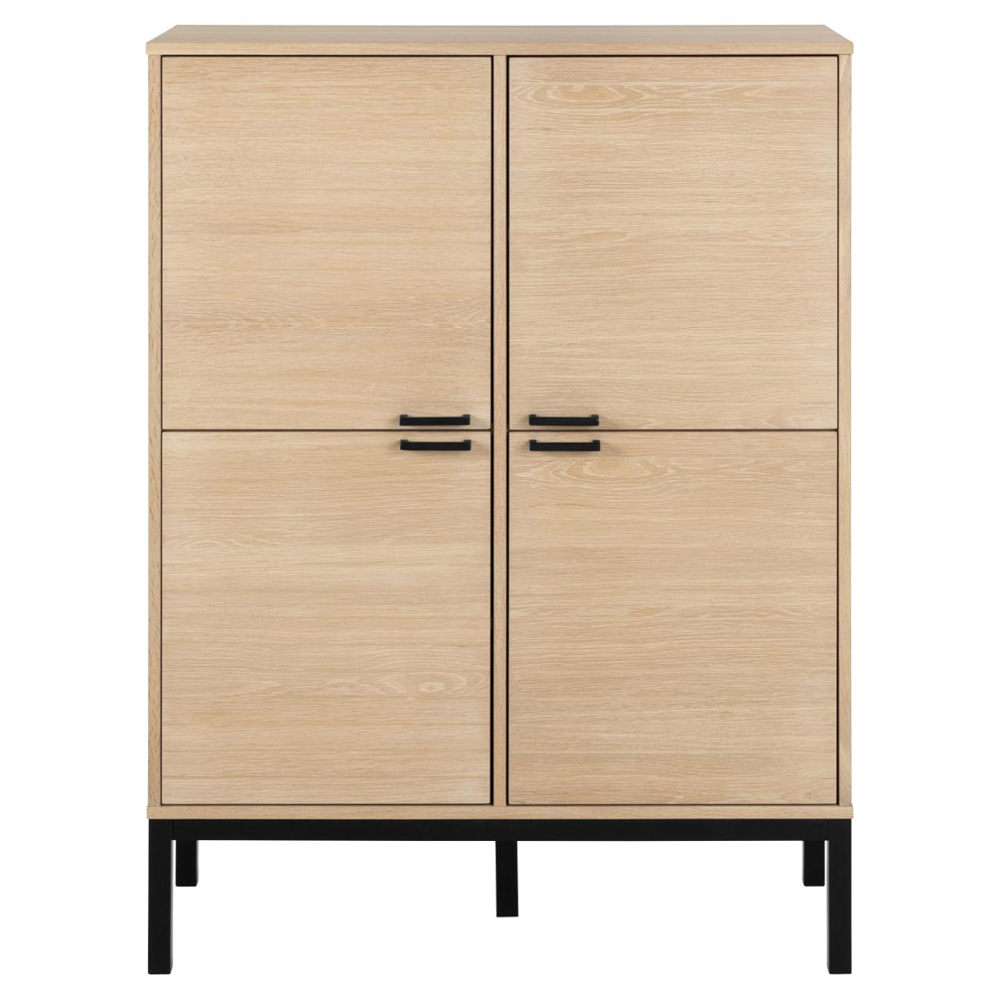 Kutztown Tall Wooden Storage Cabinet With 4 Doors In White Oak