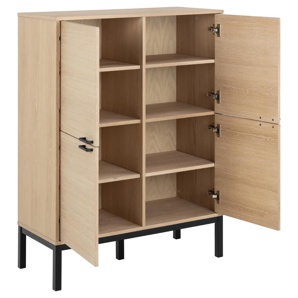 Kutztown Tall Wooden Storage Cabinet With 4 Doors In White Oak