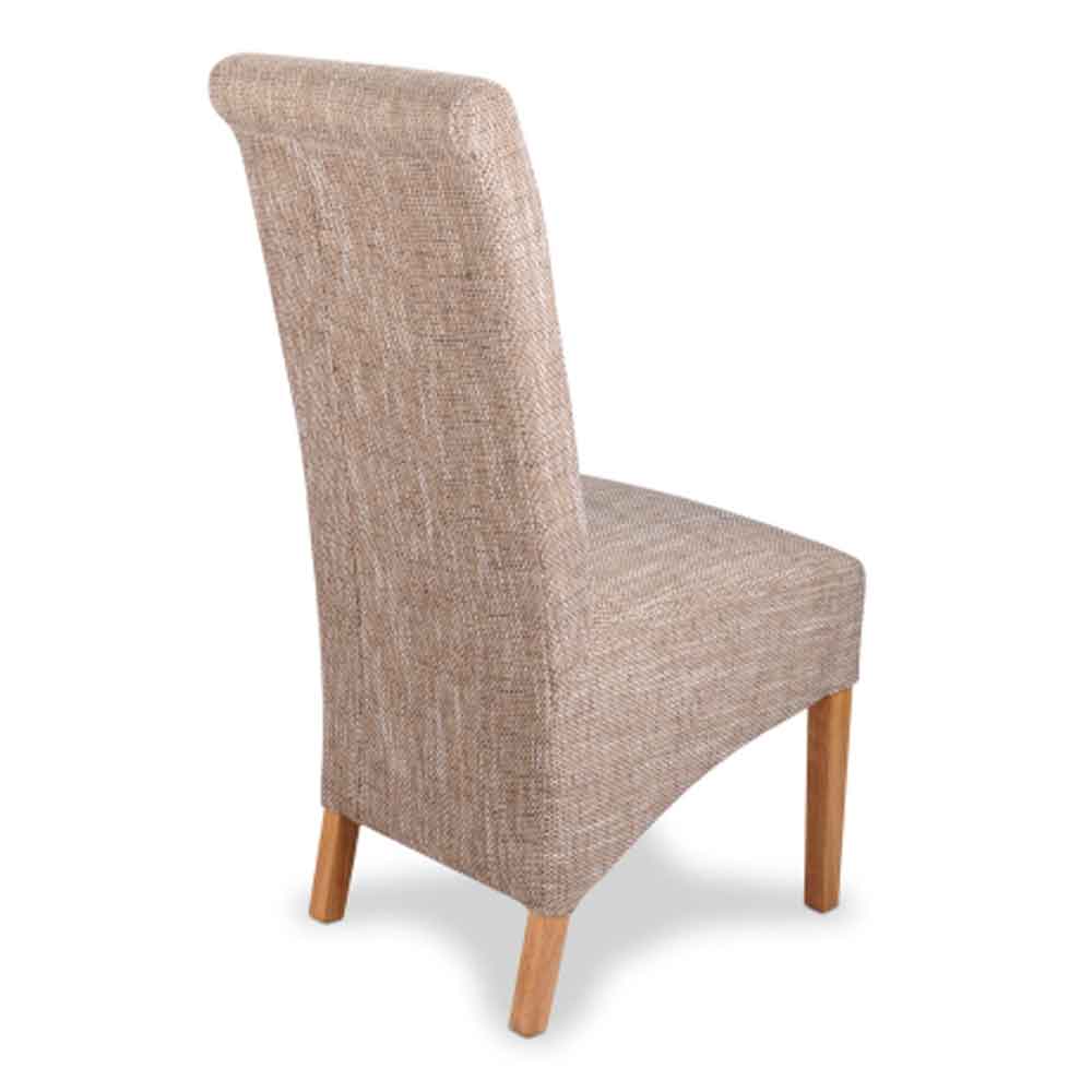Kyoto Fabric Dining Chairs In Pair - Tweed Oatmeal