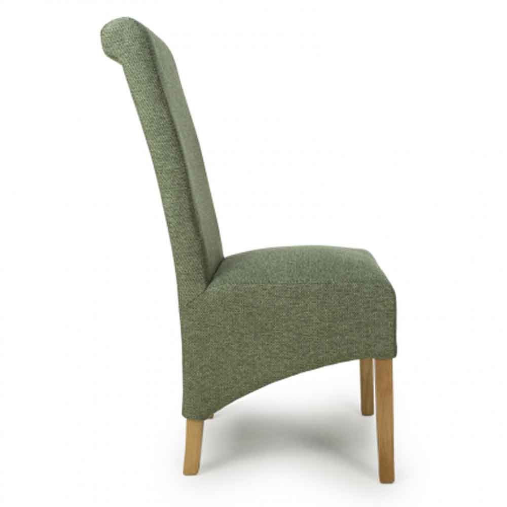 Kyoto Fabric Dining Chairs In Pair - Weave Green