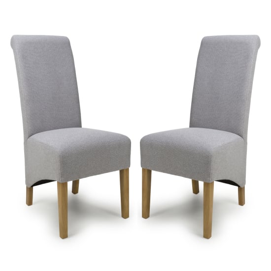 Product photograph of Kyoto Light Grey Weave Fabric Dining Chairs In Pair from Furniture in Fashion