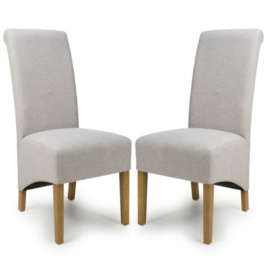 Kyoto Natural Weave Fabric Dining Chairs In Pair