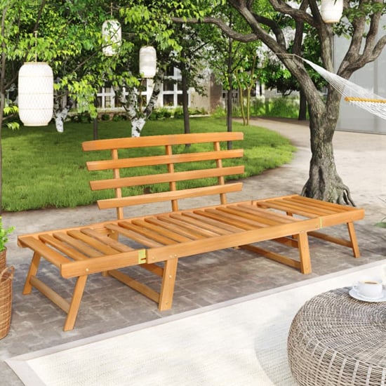 Photo of Kyra wooden 2 in 1 garden seating bench in natural