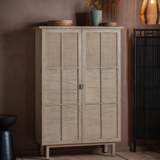 Photo of Kyron wooden storage cabinet with 2 doors in natural