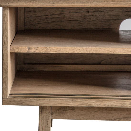 Kyron Wooden TV Stand With 2 Sliding Doors In Natural