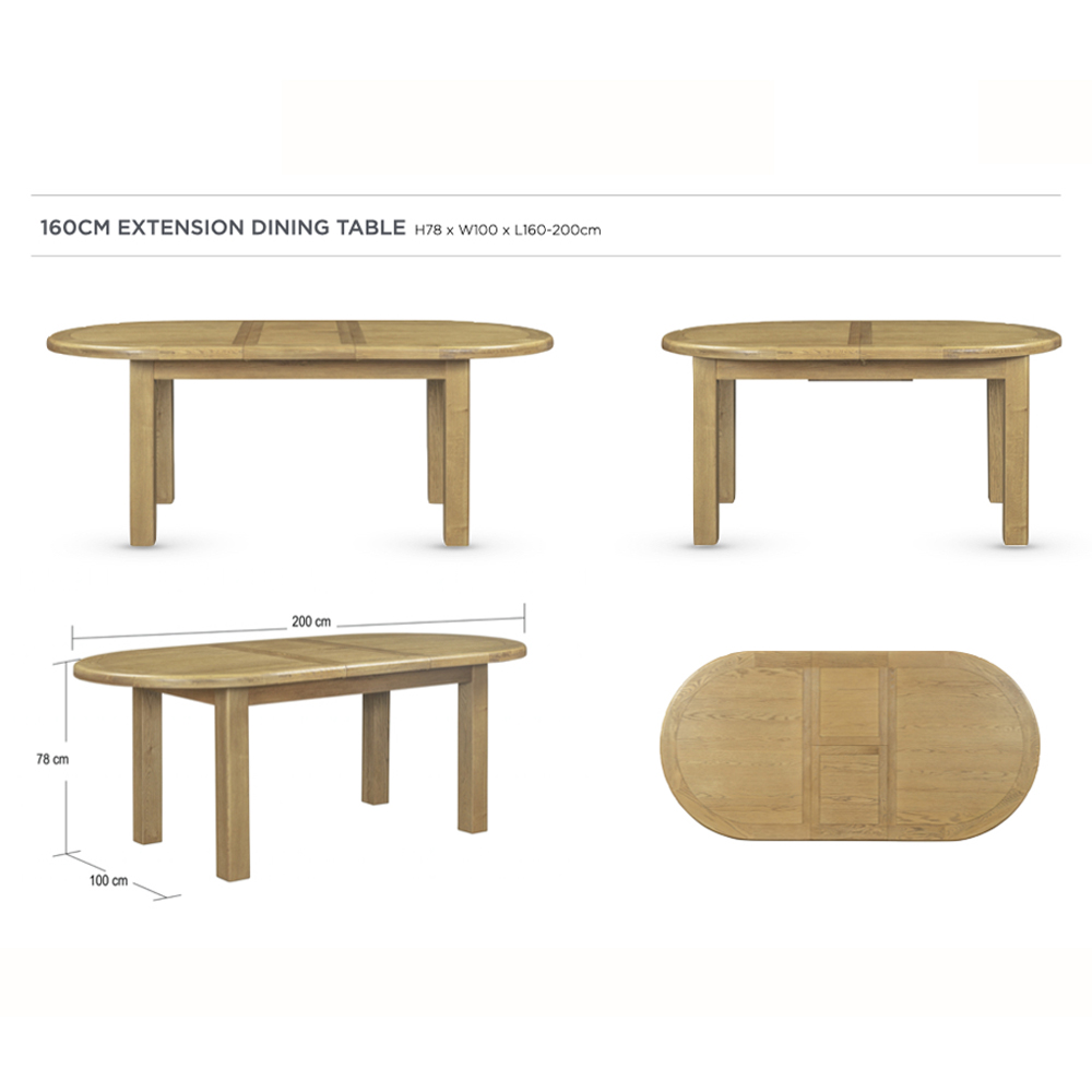 Kysen Large Oval Wooden Extending Dining Table in Oak