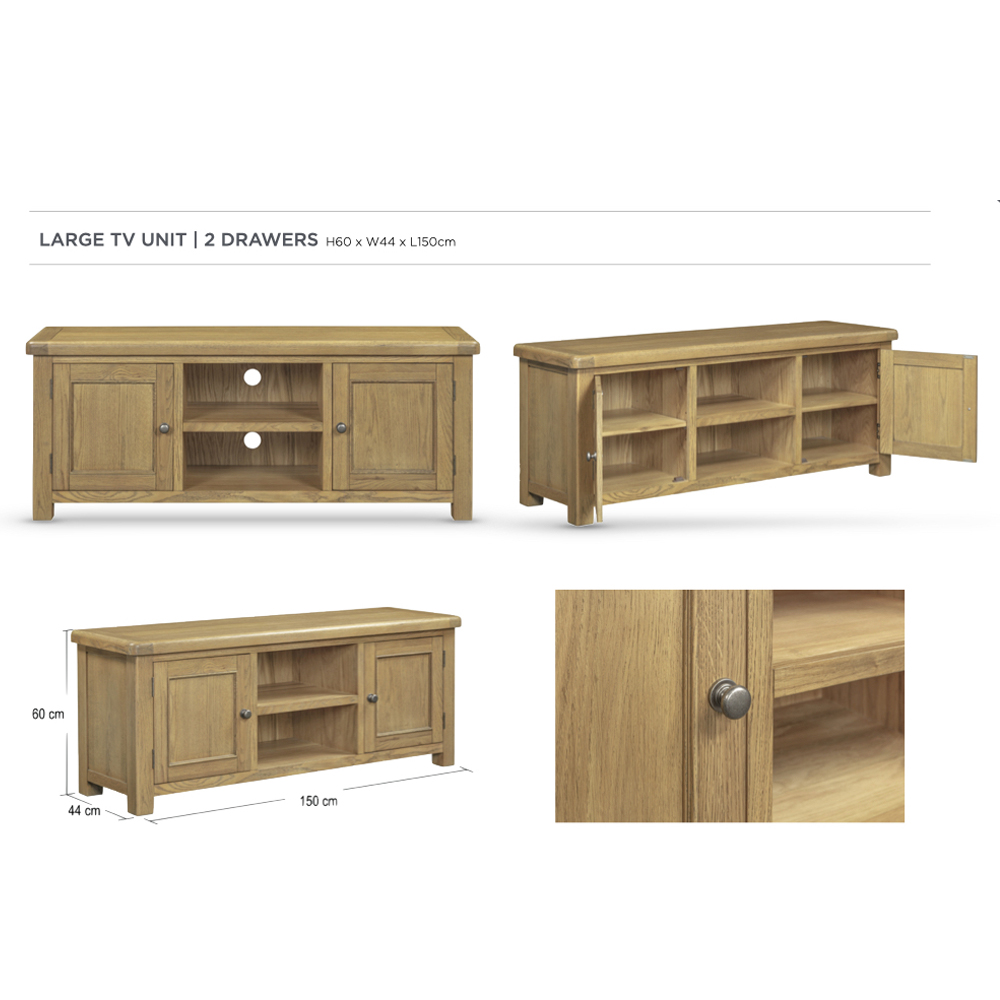 Kysen Large Wooden TV Stand with 2 Doors in Oak