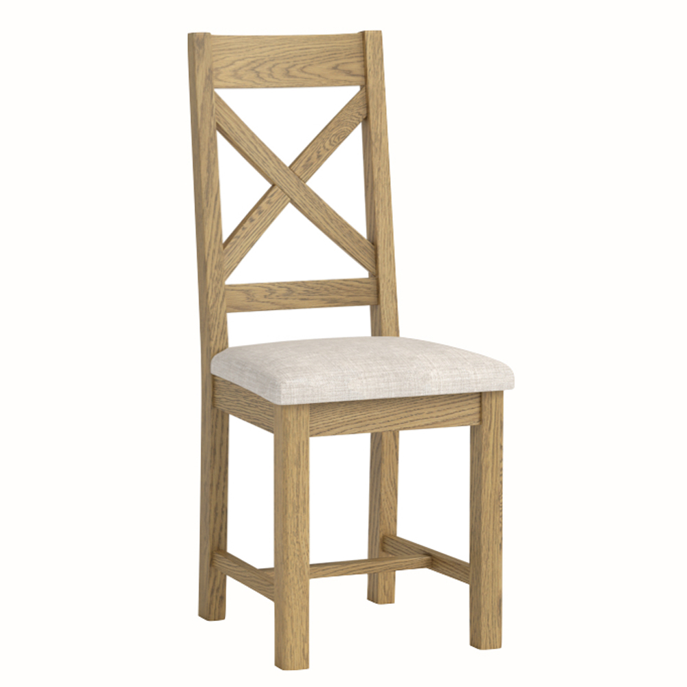 Kysen Oak Wooden Dining Chairs with Fabric Seat in Pair
