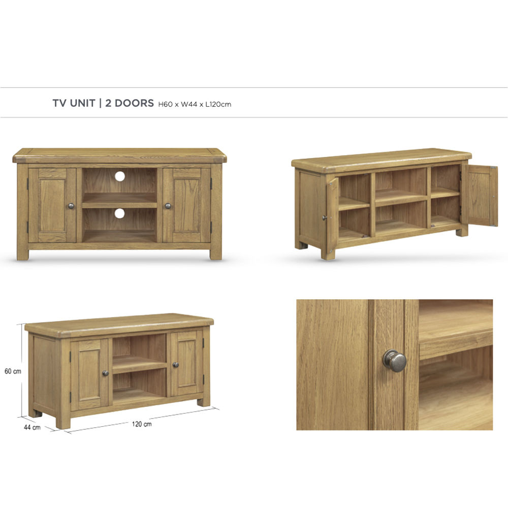 Kysen Small Wooden TV Stand with 2 Doors in Oak