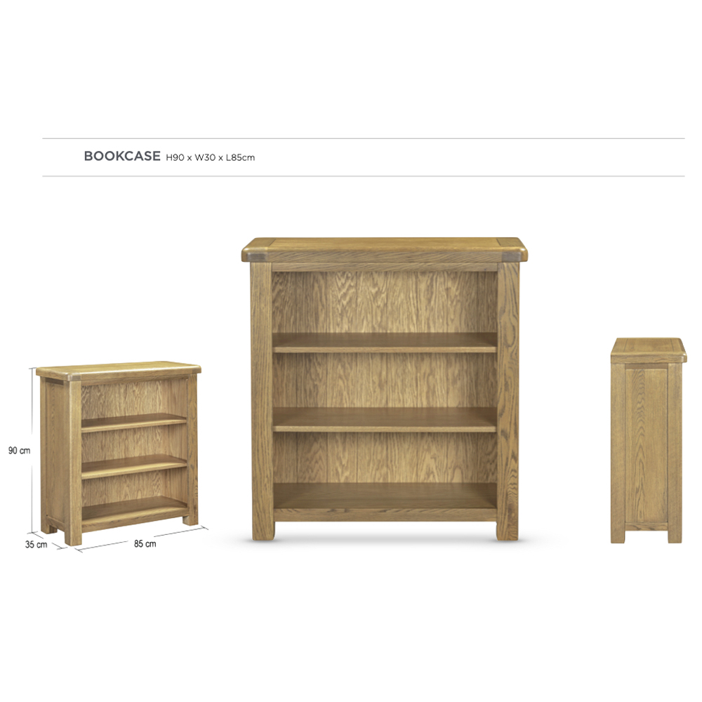 Kysen Wooden Bookcase with 3 Shelves in Oak