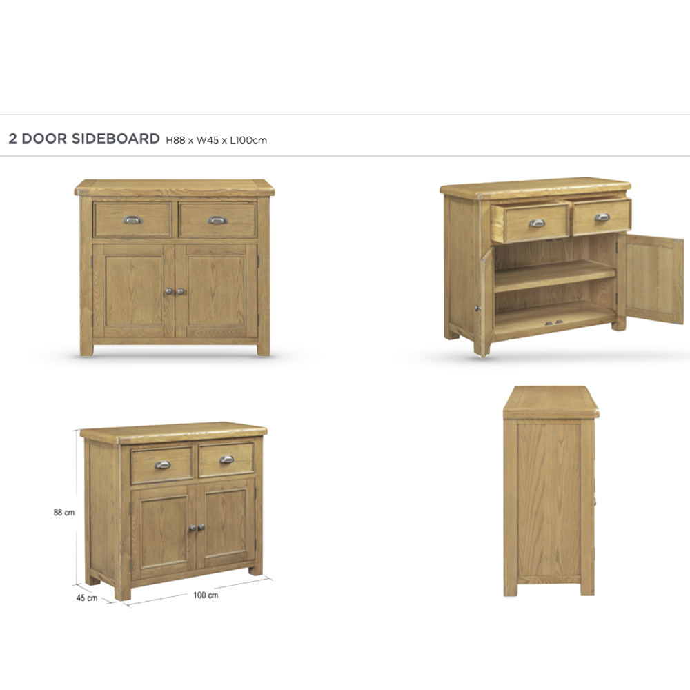 Kysen Wooden Sideboard with 2 Doors 2 Drawers in Oak