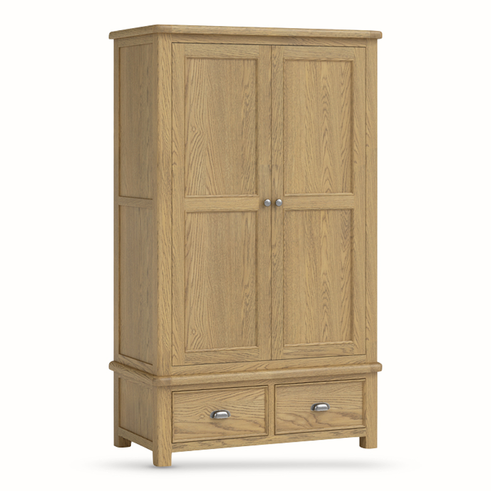 Kysen Wooden Wardrobe with 2 Doors 2 Drawers in Oak