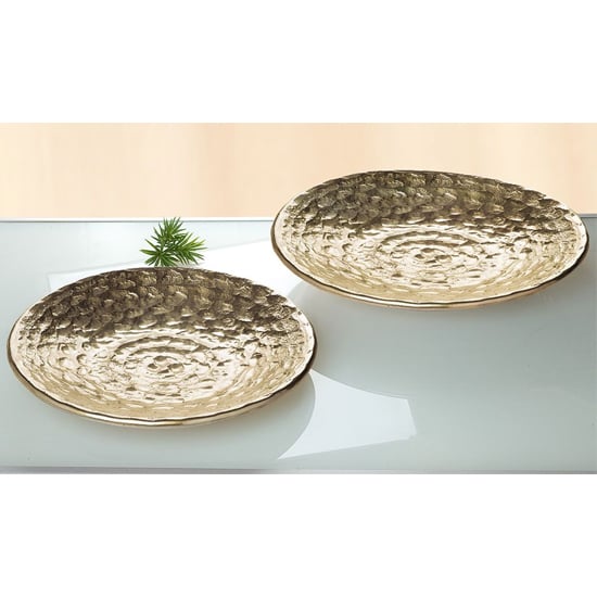 La Perla Ceramic Set Of 2 Round Decorative Bowl In Antique Gold