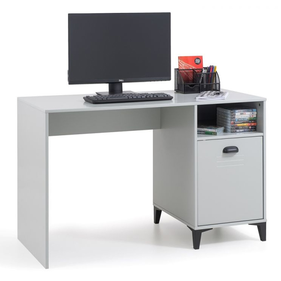 Laasya Wooden Computer Desk With Edolie Grey Office Chair