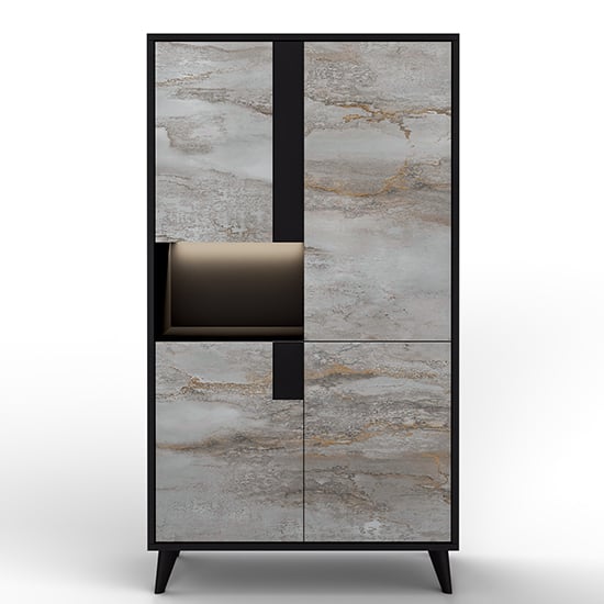 Product photograph of Laax Display Cabinet With 2 Doors In Matt Black Oxide And Led from Furniture in Fashion
