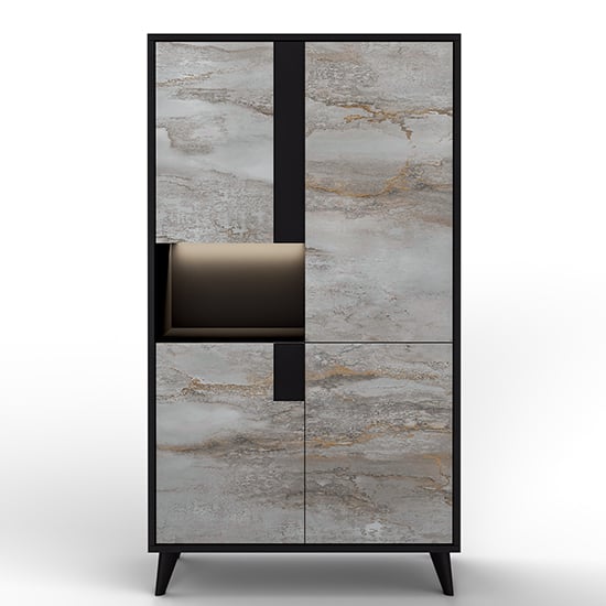 Read more about Laax display cabinet with 2 doors in matt black oxide and led