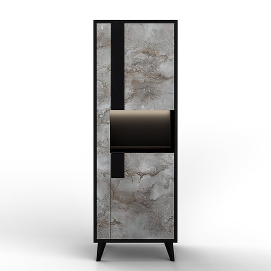 Product photograph of Laax Display Cabinet Left Hand In Matt Black Oxide With Led from Furniture in Fashion