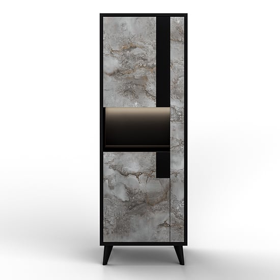 Product photograph of Laax Display Cabinet Right Hand In Matt Black Oxide With Led from Furniture in Fashion