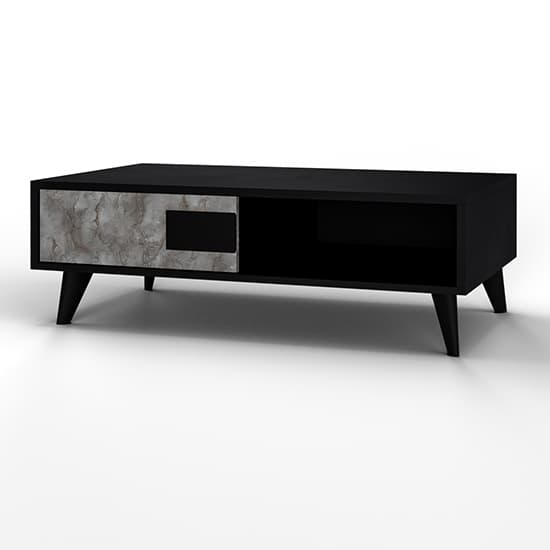 Laax Living Room Set With Coffee Table In Black Oxide And LED