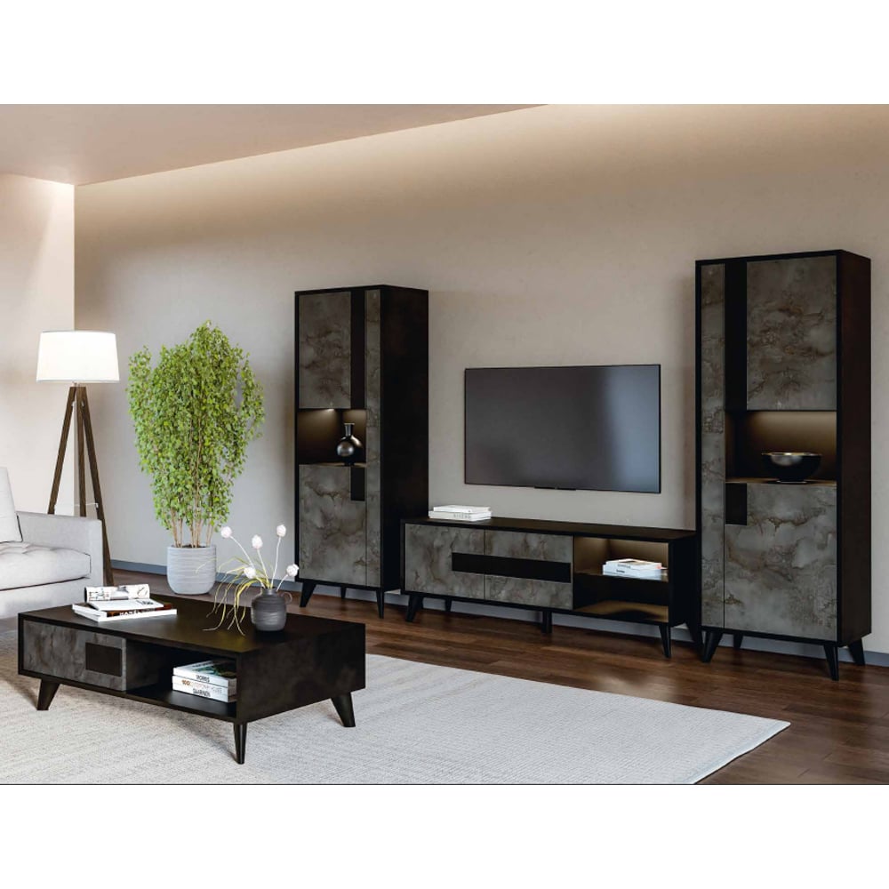 Read more about Laax living room set with coffee table in black oxide and led