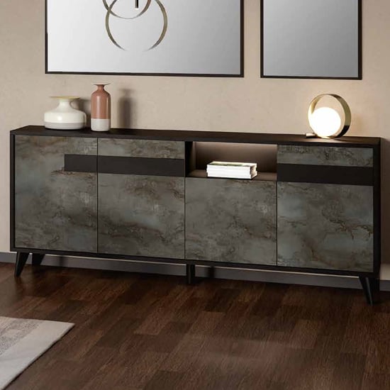 Read more about Laax sideboard in matt black oxide with 4 doors 1 shelf and led