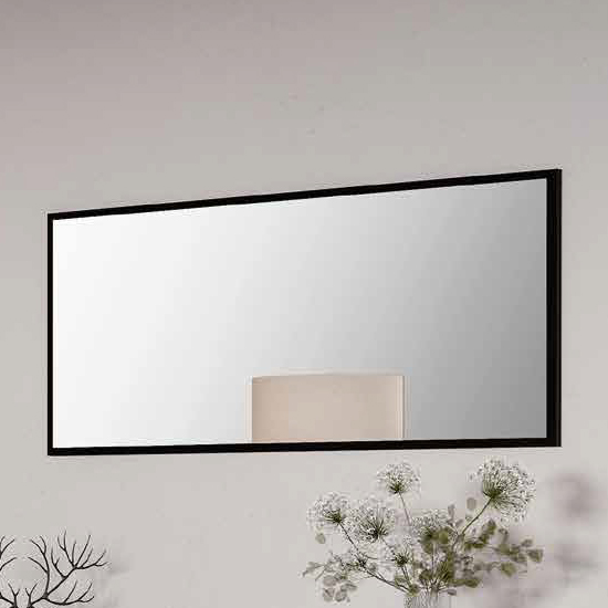 Read more about Laax wall mirror rectangular in matt black wooden frame