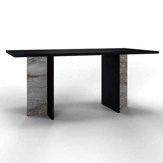 Laax Wooden Dining Table Rectangular Large In Matt Black Oxide
