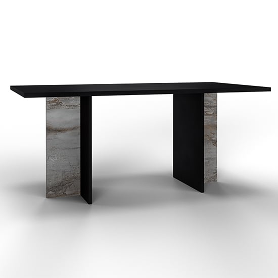 Product photograph of Laax Wooden Dining Table Rectangular In Matt Black And Oxide from Furniture in Fashion