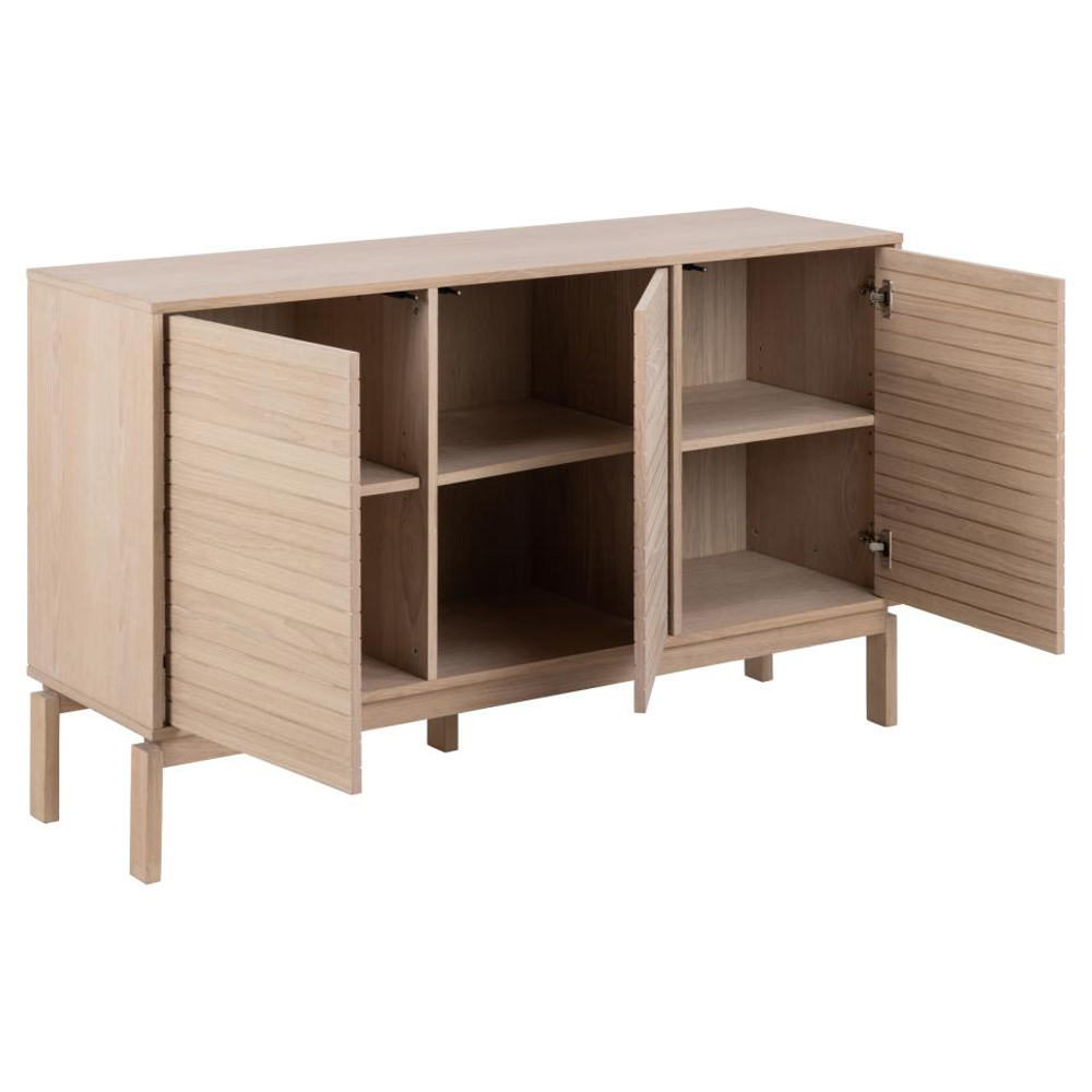 Labasa Wooden Storage Cabinet With 3 Doors In White Oak