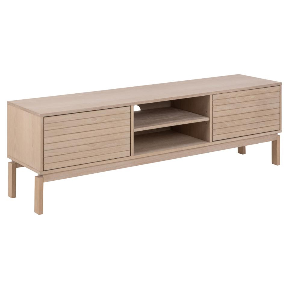Labasa Wooden TV Stand With 2 Doors In White Oak