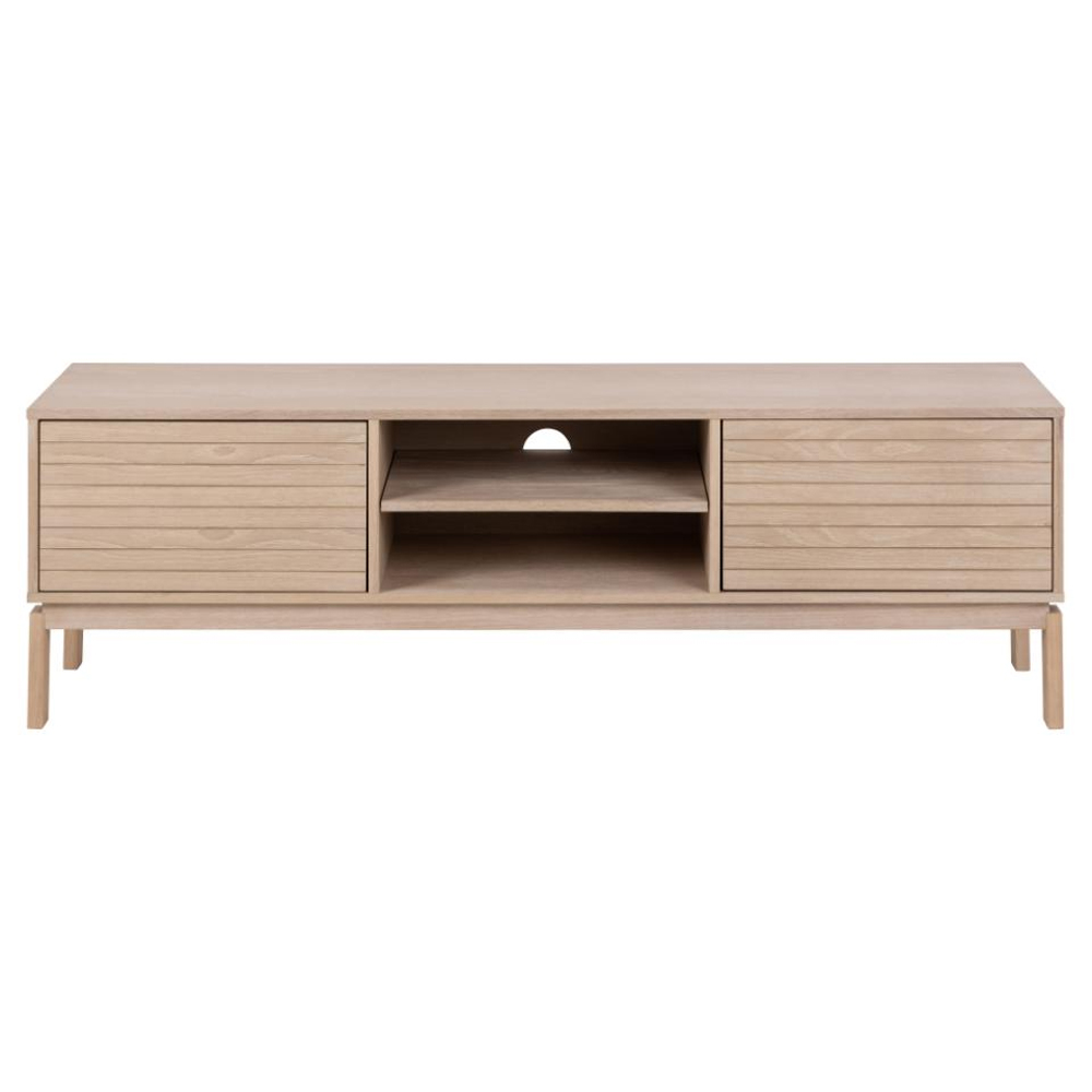 Labasa Wooden TV Stand With 2 Doors In White Oak