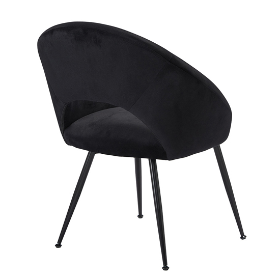 Lacee Black Velvet Dining Chairs With Black Legs In Pair_3