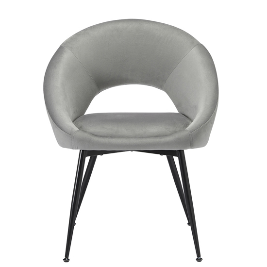 Lacee Grey Velvet Dining Chairs With Black Legs In Pair_2