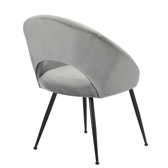 Lacee Grey Velvet Dining Chairs With Black Legs In Pair_3