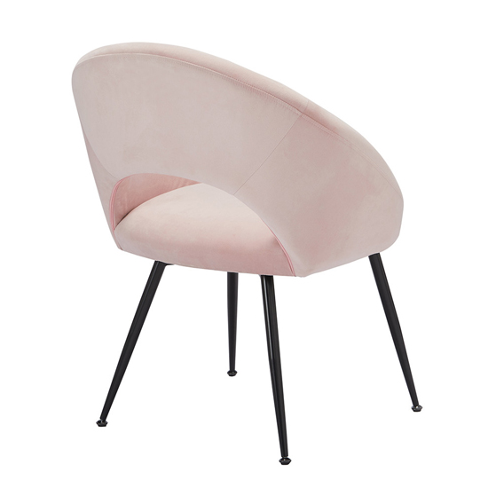 Lacee Pink Velvet Dining Chairs With Black Legs In Pair_3