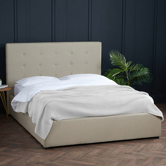 Photo of Lacer fabric double bed in beige