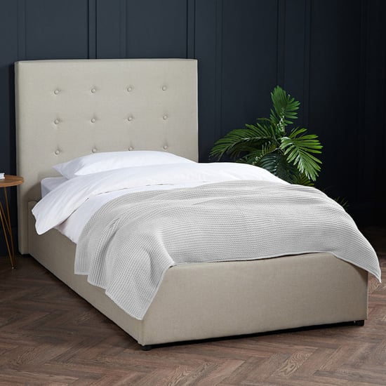 Lacer Fabric Single Bed In Beige