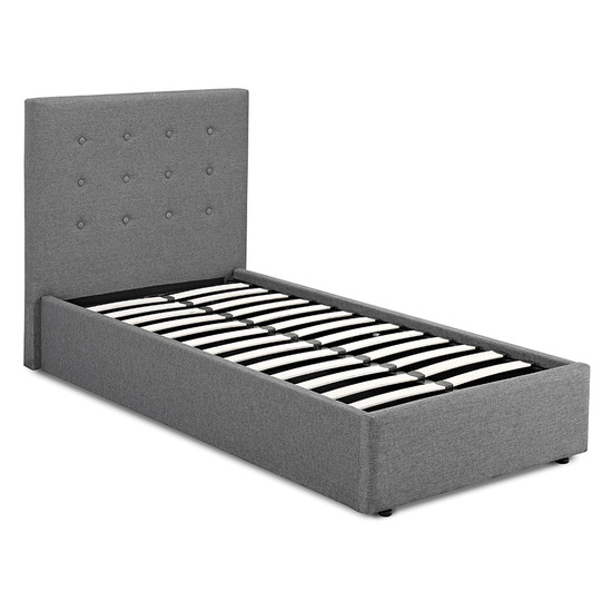 Lacer Fabric Single Bed In Grey