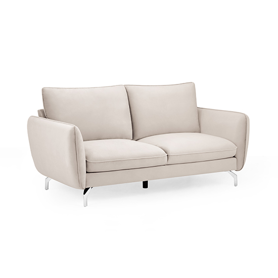 Read more about Lacey fabric 2 seater sofa in beige with chrome metal legs
