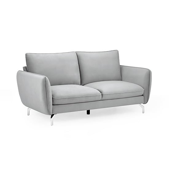 Lacey Fabric 2 Seater Sofa In Grey With Chrome Metal Legs