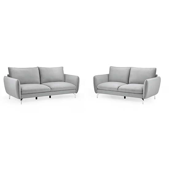 Read more about Lacey fabric 3+2 seater sofa set in grey with chrome metal legs