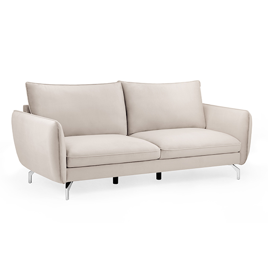 Read more about Lacey fabric 3 seater sofa in beige with chrome metal legs
