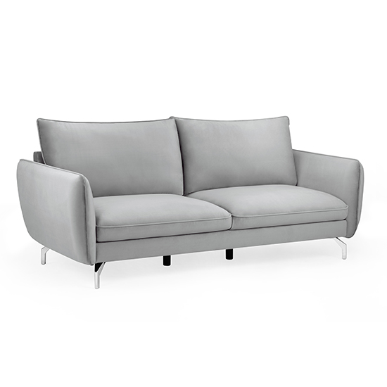Read more about Lacey fabric 3 seater sofa in grey with chrome metal legs